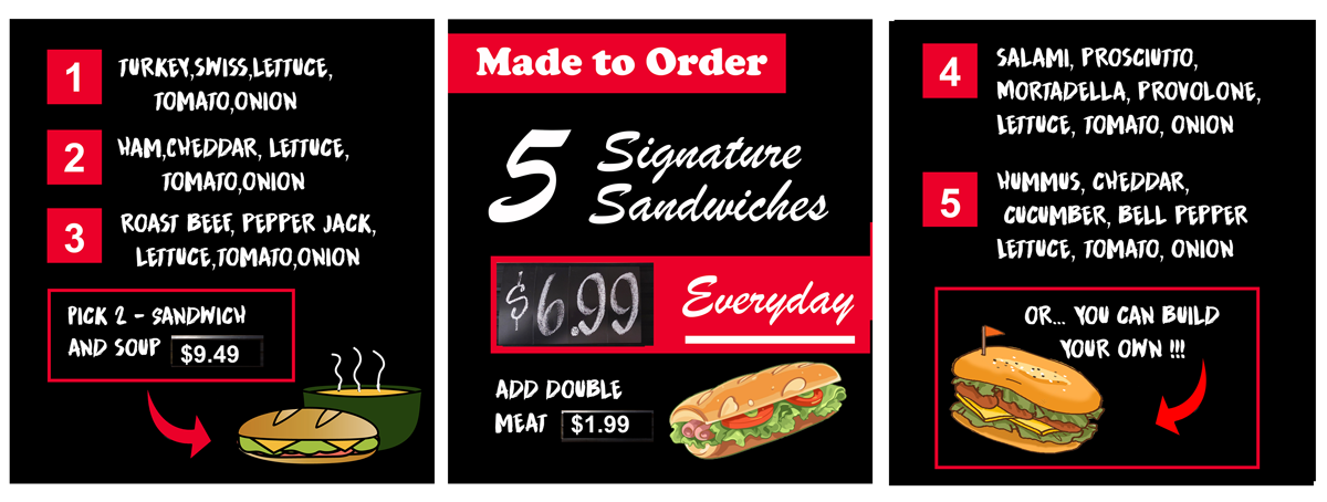 Lucky's Market Sandwich Menu